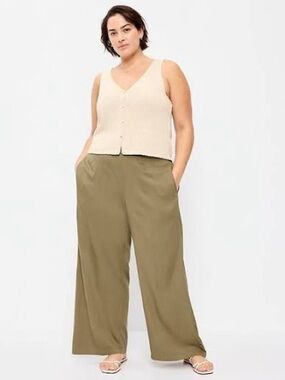 Old Navy High-Waisted Playa Wide Leg Green Stretchy Pants Size 3X NWT Plus Size